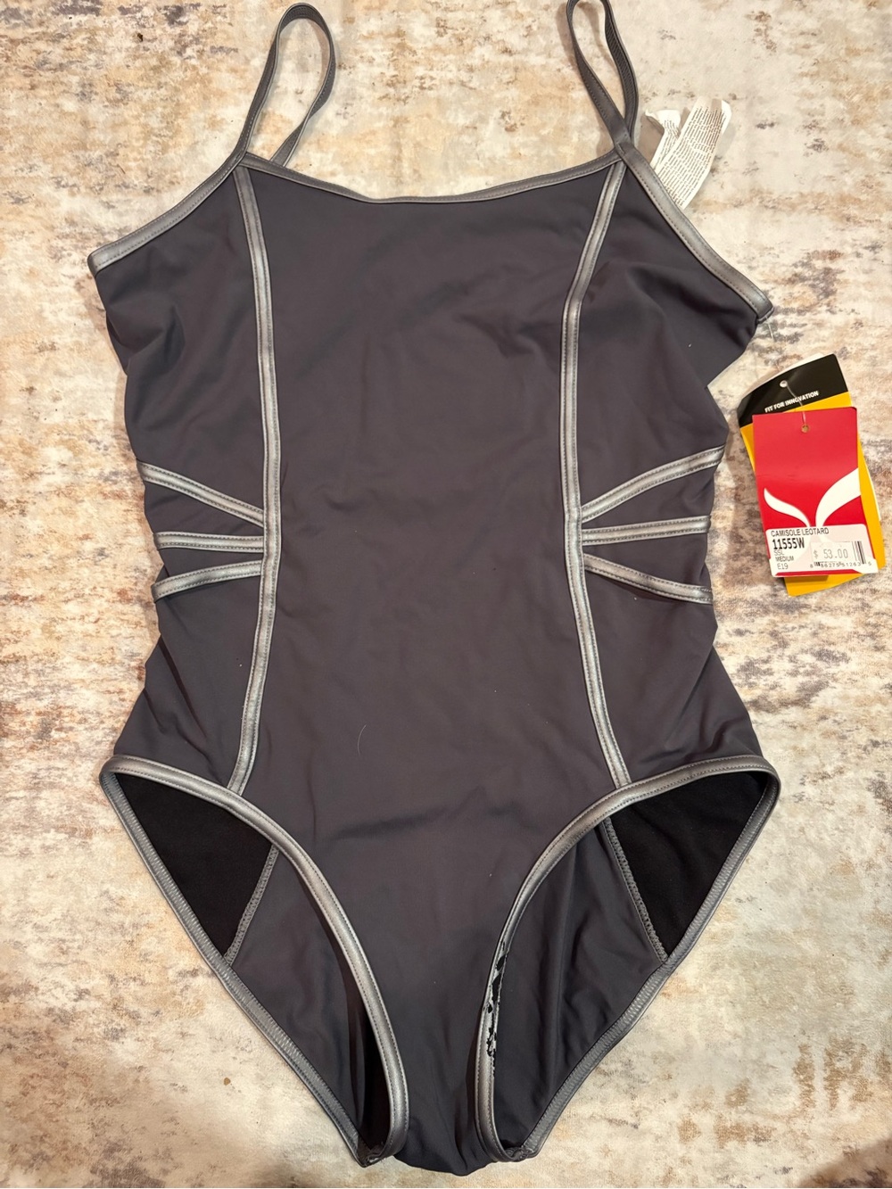 Grey capezio Leotard with Gray Trim